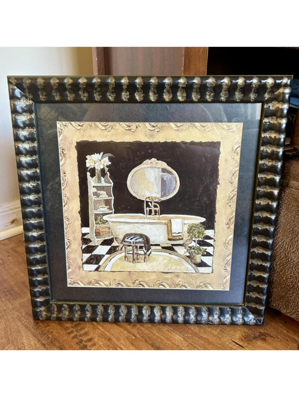 Framed Bathroom Scene Wall Art Print by C. Wintole Olson